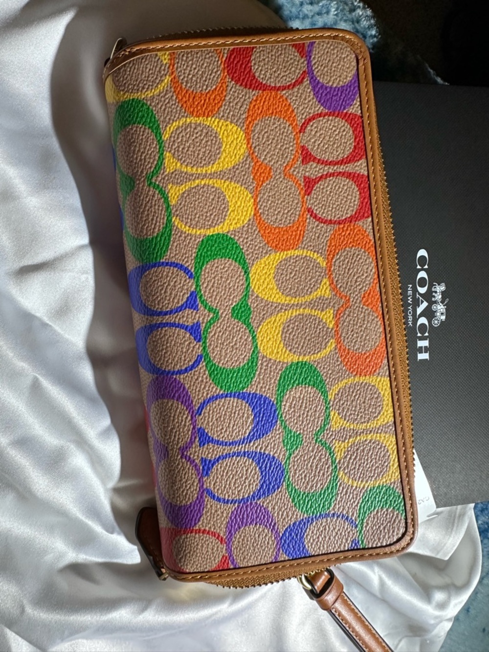 Coach Rainbow Signature Zip Wallet